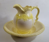 Vintage 1970s Arnels Yellow and White Ceramic Glazed Pitcher and Bowl