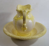 Vintage 1970s Arnels Yellow and White Ceramic Glazed Pitcher and Bowl