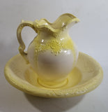 Vintage 1970s Arnels Yellow and White Ceramic Glazed Pitcher and Bowl