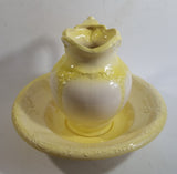 Vintage 1970s Arnels Yellow and White Ceramic Glazed Pitcher and Bowl