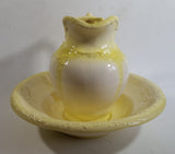 Vintage 1970s Arnels Yellow and White Ceramic Glazed Pitcher and Bowl