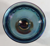 Vintage Indiana Blue Purple Iridescent Rainbow 5 1/4" Tall Carnival Glass Pedestal Style Thumbprint Compote Candy Dish