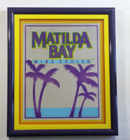 Beeco Matilda Bay Wine Cooler Purple Yellow Blue Tropical Palm Tree Themed 16" x 19" Purple Framed Glass Mirror Bar Pub Lounge Advertising Collectible