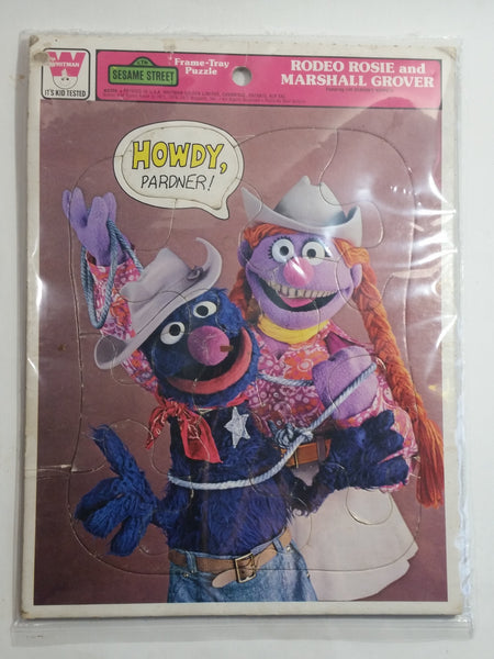 Vintage 1977 Whitman Golden 4517A Muppets Sesame Street Rodeo Rosie and Marshall Grover Frame Tray Puzzle