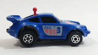 Majorette Motor Porsche Turbo #3 Blue Pull Back Friction Motorized Plastic Blue Toy Car Vehicle