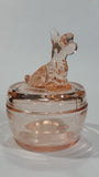 Antique Pink Depression Glass Scottish Terrier Dog Themed Lidded Candy Dish