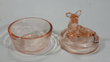 Antique Pink Depression Glass Scottish Terrier Dog Themed Lidded Candy Dish