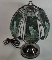 Wolf Wildlife Themed 16" Tall Metal with Crystal Style Ball Table Lamp