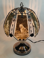 Wolf Wildlife Themed 16" Tall Metal with Crystal Style Ball Table Lamp