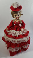 Vintage 1970s Bradley Artmark Big Eyes "Tina" Southern Belle Red and White Dress 14" Tall Toy Fabric Doll Figure