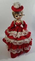 Vintage 1970s Bradley Artmark Big Eyes "Tina" Southern Belle Red and White Dress 14" Tall Toy Fabric Doll Figure