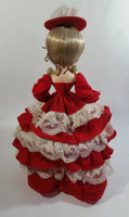 Vintage 1970s Bradley Artmark Big Eyes "Tina" Southern Belle Red and White Dress 14" Tall Toy Fabric Doll Figure