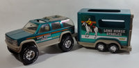 Hard to Find 1996 Nylint Chevrolet Tahoe Lone Horse Stables Truck and Trailer Emerald Green 1/18 Scale Pressed Steel and Plastic Toy Car Vehicle Set