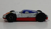 Vintage LTI White and Blue with Red and Blue Double Sided Die Cast Toy Race Flip Car Vehicle