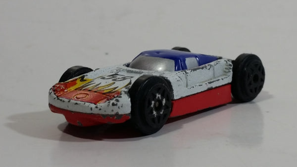 Vintage LTI White and Blue with Red and Blue Double Sided Die Cast Toy Race Flip Car Vehicle