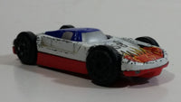 Vintage LTI White and Blue with Red and Blue Double Sided Die Cast Toy Race Flip Car Vehicle