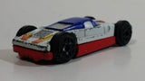 Vintage LTI White and Blue with Red and Blue Double Sided Die Cast Toy Race Flip Car Vehicle