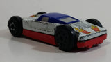 Vintage LTI White and Blue with Red and Blue Double Sided Die Cast Toy Race Flip Car Vehicle