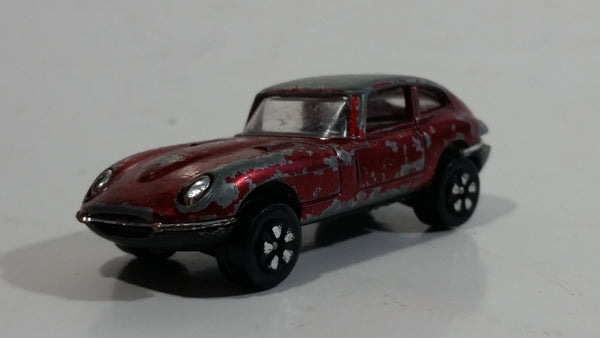 Vintage PlayArt Jaguar E Type 242 Dark Red Maroon Die Cast Toy Car Vehicle - Made in Hong Kong