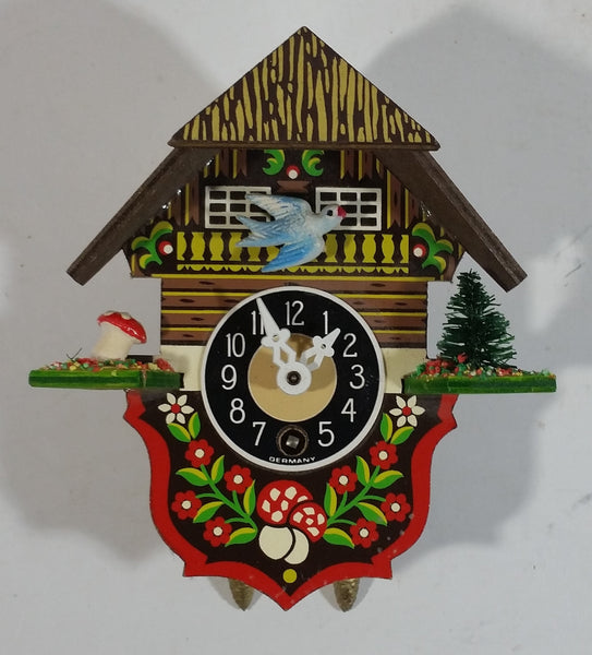 Vintage Bavarian Chalet Lodge Style Miniature Plastic Cuckoo Clock Made in Germany