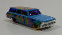 2012 Hot Wheels HW Art Cars '64 Chevy Nova Station Wagon Gloss Blue Die Cast Toy Car Vehicle