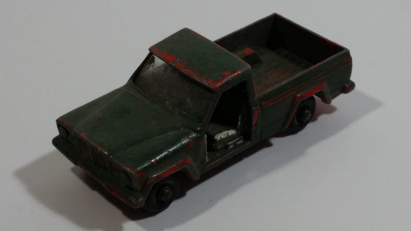 Vintage Lesney Jeep Gladiator Red Painted Army Green Truck Die Cast Toy Car Vehicle Missing Driver Side Door