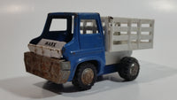 Vintage 1960s Louis Marx Blue and White Stake Bed Dumping Farm Truck Pressed Steel Toy Car Vehicle