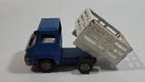 Vintage 1960s Louis Marx Blue and White Stake Bed Dumping Farm Truck Pressed Steel Toy Car Vehicle