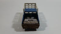 Vintage 1960s Louis Marx Blue and White Stake Bed Dumping Farm Truck Pressed Steel Toy Car Vehicle