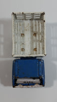 Vintage 1960s Louis Marx Blue and White Stake Bed Dumping Farm Truck Pressed Steel Toy Car Vehicle