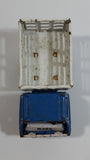 Vintage 1960s Louis Marx Blue and White Stake Bed Dumping Farm Truck Pressed Steel Toy Car Vehicle