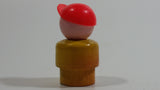 Vintage Fisher Price Little People Angry Mad Freckled Boy with Red Cap Yellow Wood Toy Figure