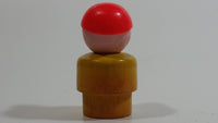 Vintage Fisher Price Little People Angry Mad Freckled Boy with Red Cap Yellow Wood Toy Figure