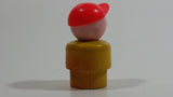 Vintage Fisher Price Little People Angry Mad Freckled Boy with Red Cap Yellow Wood Toy Figure