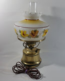 Antique Brass Base Porcelain Milk Glass Style Bulb Flower Shape Shade with Frosted Flume Electric Plug In Lamp Light