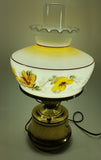 Antique Brass Base Porcelain Milk Glass Style Bulb Flower Shape Shade with Frosted Flume Electric Plug In Lamp Light