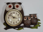 Vintage 1972 Burwood Products New Haven Owl and Baby Owls Clock