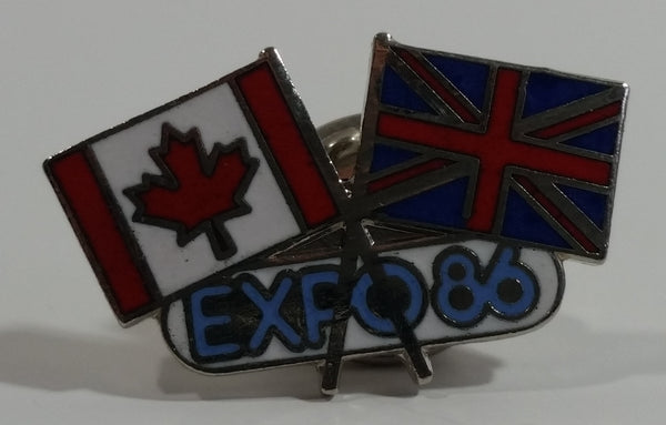 1986 Vancouver Exposition Expo 86 Canada and United Kingdom Flags Enamel Metal Lapel Pin