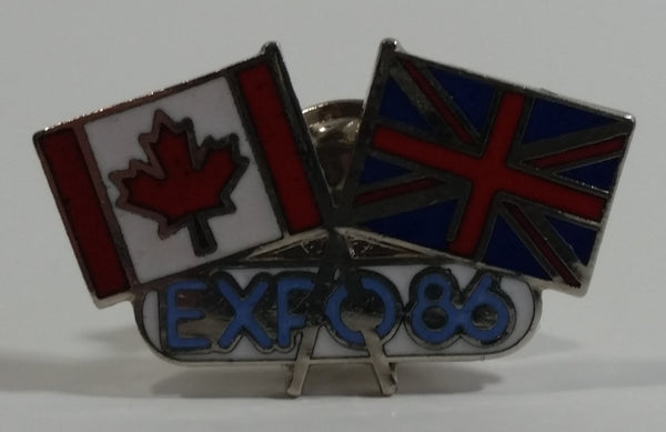 1986 Vancouver Exposition Expo 86 Canada and United Kingdom Flags Enamel Metal Lapel Pin