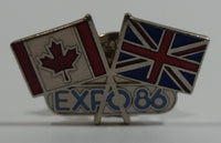 1986 Vancouver Exposition Expo 86 Canada and United Kingdom Flags Enamel Metal Lapel Pin