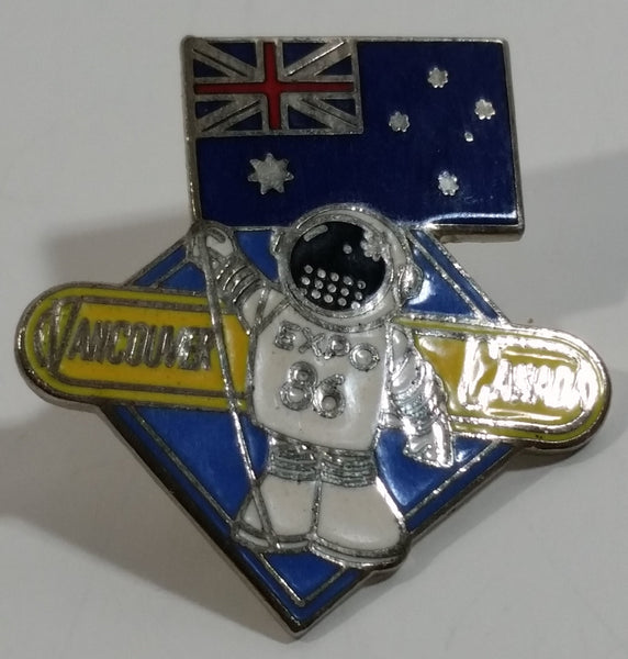 1986 Vancouver Exposition Expo 86 Ernie The Astronaut with Australia Flag Metal Lapel Pin