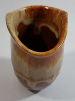 Studio Art Pottery Brown and Tan Drip Glaze 4 1/2" Tall Vase