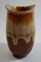 Studio Art Pottery Brown and Tan Drip Glaze 4 1/2" Tall Vase