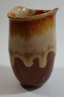 Studio Art Pottery Brown and Tan Drip Glaze 4 1/2" Tall Vase