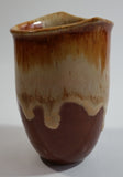 Studio Art Pottery Brown and Tan Drip Glaze 4 1/2" Tall Vase