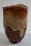 Studio Art Pottery Brown and Tan Drip Glaze 4 1/2" Tall Vase