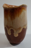 Studio Art Pottery Brown and Tan Drip Glaze 4 1/2" Tall Vase