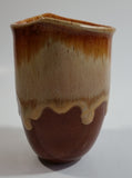 Studio Art Pottery Brown and Tan Drip Glaze 4 1/2" Tall Vase