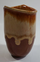 Studio Art Pottery Brown and Tan Drip Glaze 4 1/2" Tall Vase