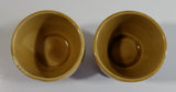 Set of 2 Vintage Tan Glazed Ceramic Pottery Egg Cups with Wooden Base